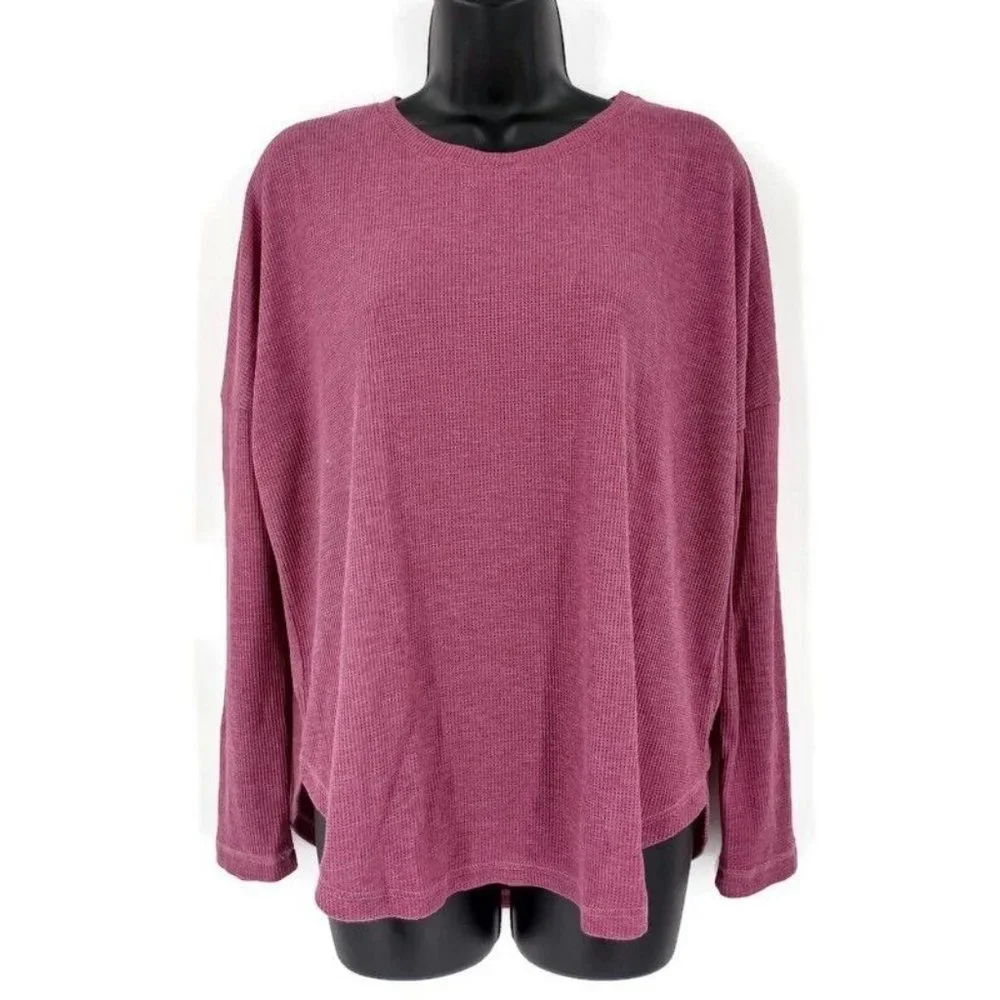 COTTON ON Sz S Oversized Waffle Knit Sweater Mauve Pink Cozy Casual Lounge Fall - Picture 2 of 12